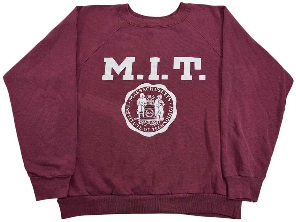 Vintage 80s M.I.T Crewneck Men's Large Massachusetts Red Champion Sweatshirt